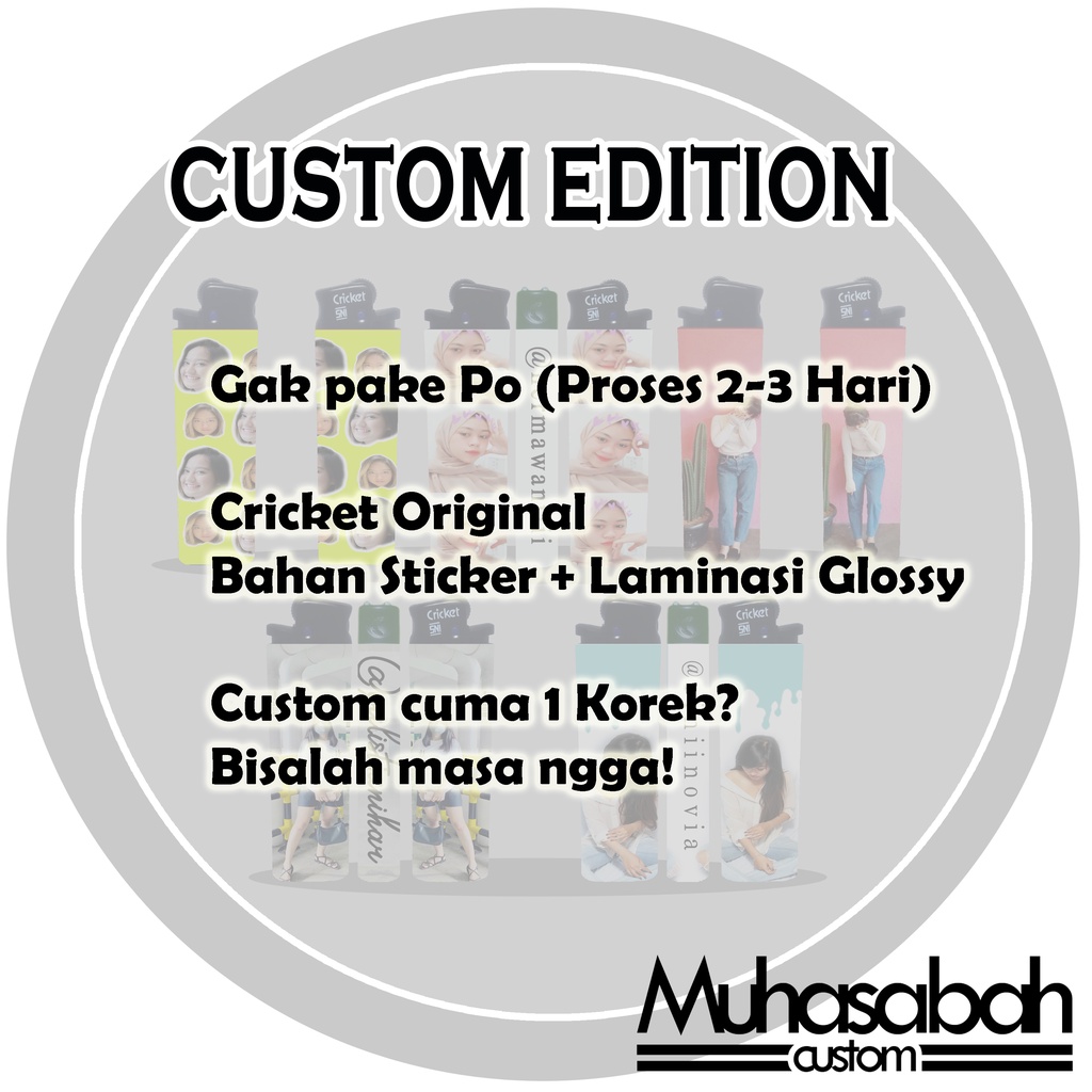 [Bisa COD] [No PO] Custom Korek Cricket Gambar/Foto Bebas Sesuai Permintaan Korek Cricket Api Murah
