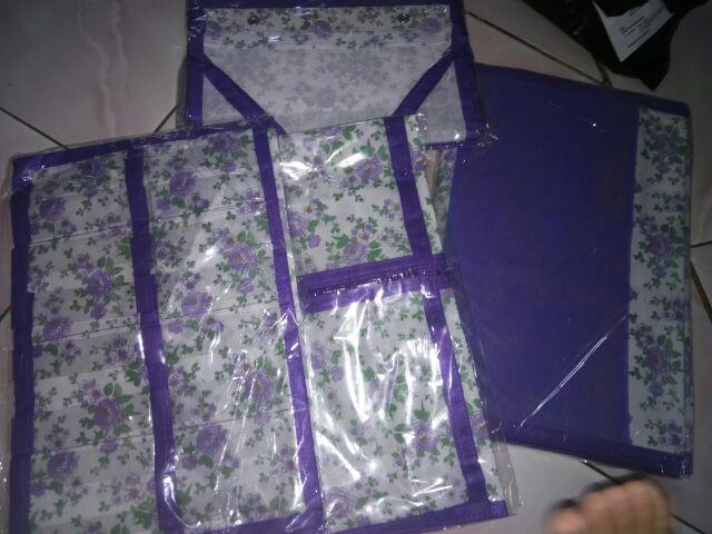 [bisa Cod] Promo Murah Set 4in1 Rak Gantung Motif Bunga  Full Resleting Kualitas Terbaik Dan Murah
