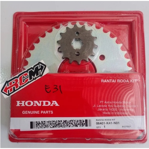 GIR GER GEAR SET RANTE RANTAI KIT SUPRA X 125 FI INJEKSI ORI ORIGINAL HONDA AHM 06401-K41-N01