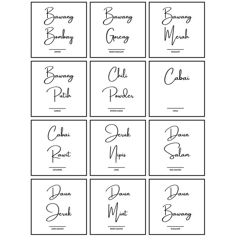 

Sticker Waterproof Bumbu Dapur & Bahan Makanan - Part 3 - Sticker A