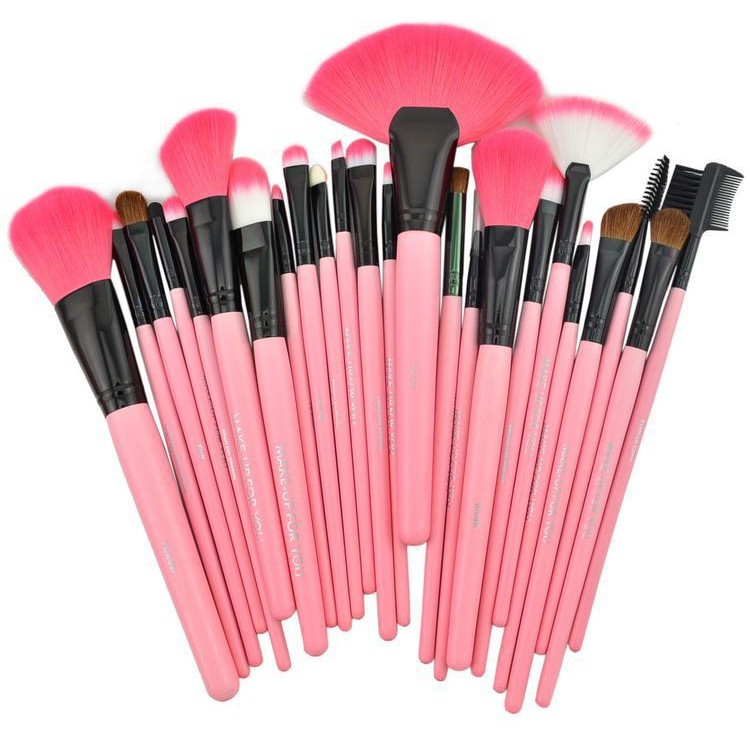 Kuas Set Make Up For You Pink 24pcs / Brush Set Dompet