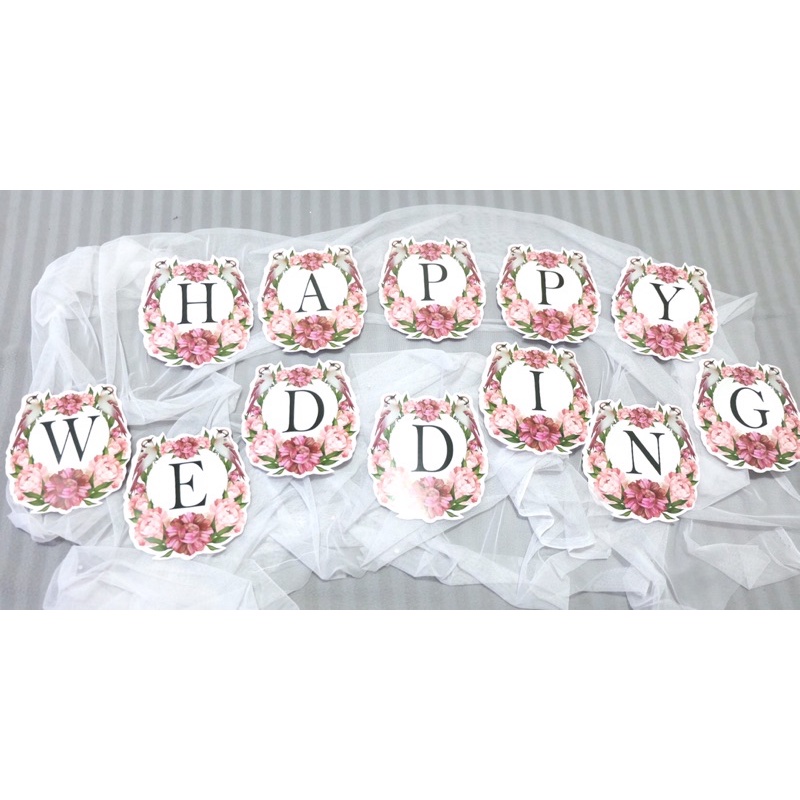banner kertas happy wedding