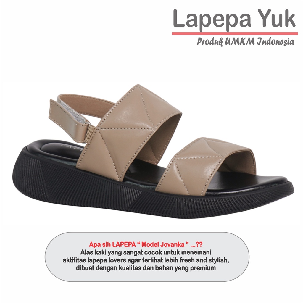 LAPEPA YUK -  Sepatu Sandal Wanita Wedges JOVANKA Model Ban dua Tali Strap belakang Hak Tinggi Sole 4 cm Spatu Sendal Gunung Cewek  Size 36 37 38 39 40 41 Warna SMOKE Coksu Cewe Kekinian Premium Terbaru Shoes Ori Original Mall Official Store Promo