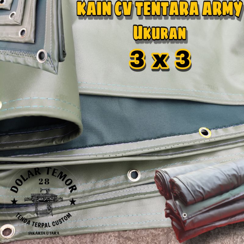 Terpal 3x3 Bahan Kain Cv/Cp Tentara Army Jeep