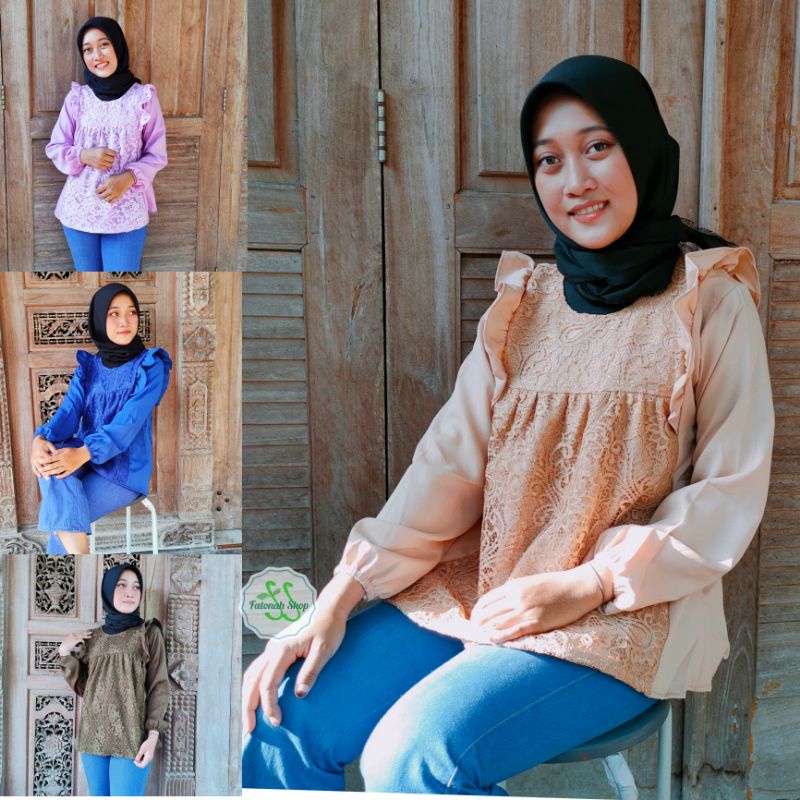 Atasan brokat blouse wanita ootd outfit anak muda  baju brokat wanita ( blouse Brokativa )