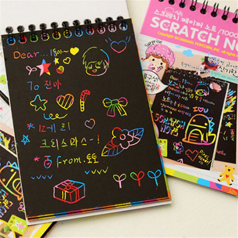 Mary Scratch Note Book Art Kerajinan Rainbow Scratch Sketch Notes Untuk Kreatif Magic Doodle Notebook Drawing Kit Anak-Anak Fa