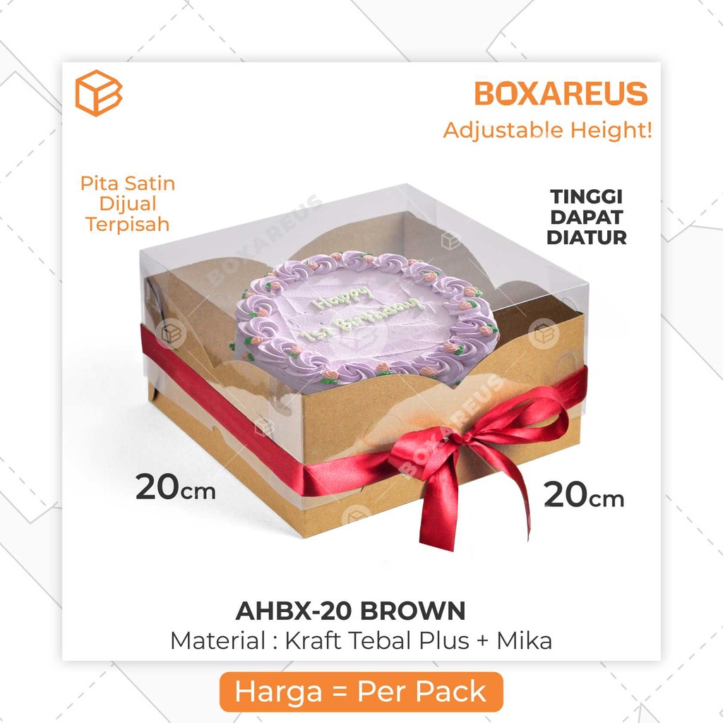 Cake Box Tinggi Dus Mika Kue Kemasan Kotak Packaging | AHBX 20 (5 pcs)