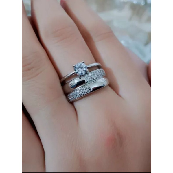 CINCIN DEWASA SILVER MEWAH PREMIUM LAPIS BERLIAN PERHIASAN WANITA