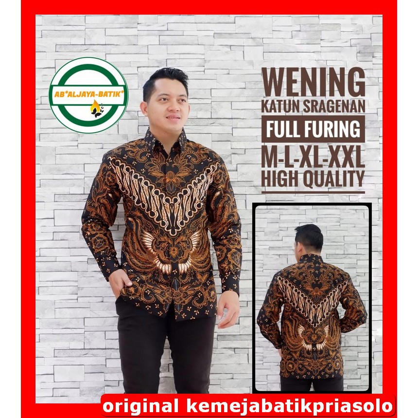 ATASAN BATIK PREMIUM KEMEJA BATIK SOLO Lengan Panjang Lapis Furing Rajasakti Saranghae  Kertosono Bi