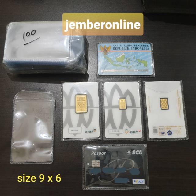 

Plastik pelindung kartu isi 50 utk Certicard ATM ID Card KTP SIM Etoll bening tebal