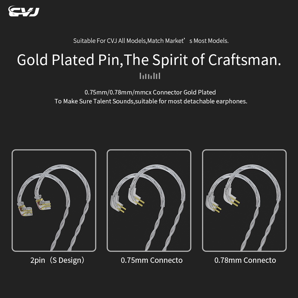 Cvj V7 Kabel Konektor Earphone 4 Core 2pin Qdc Untuk Cvj Angel Wings Csk Nra Kz Trn Ta1 Cs2 Ca2