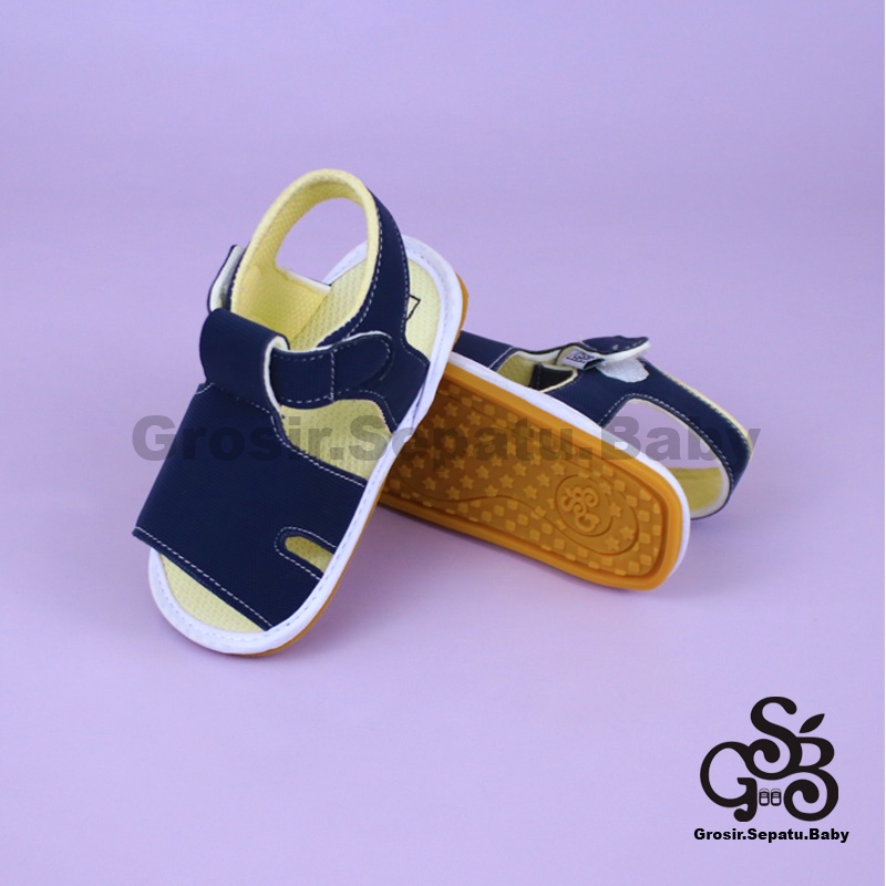 sandal bayi sepatu bayi sendal bayi laki laki perempuan prewalker bayi  umur 2 - 12 bulan model casual S02 polos NAVY ringan fleksibel &amp; Anti Slip