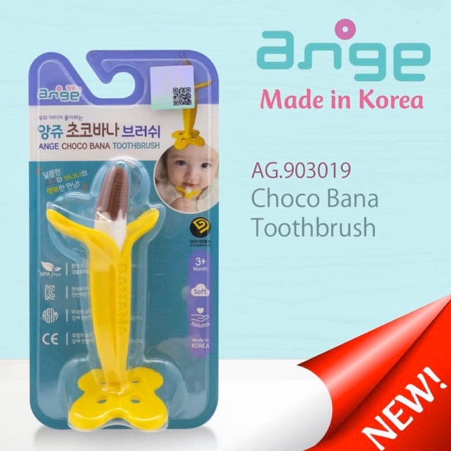 ANGE Choco Bana Toothbrush Teether - Gigitan bayi