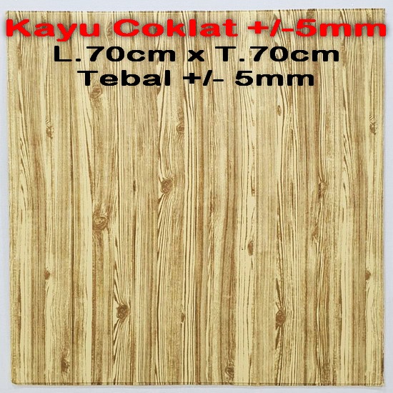 Wallpaper 3D Bata 70x77 cm Walpaper Dinding 3D Brick Foam Motif Anak Doraemon Hello Kitty Stiker-Kayu Coklat 5mm