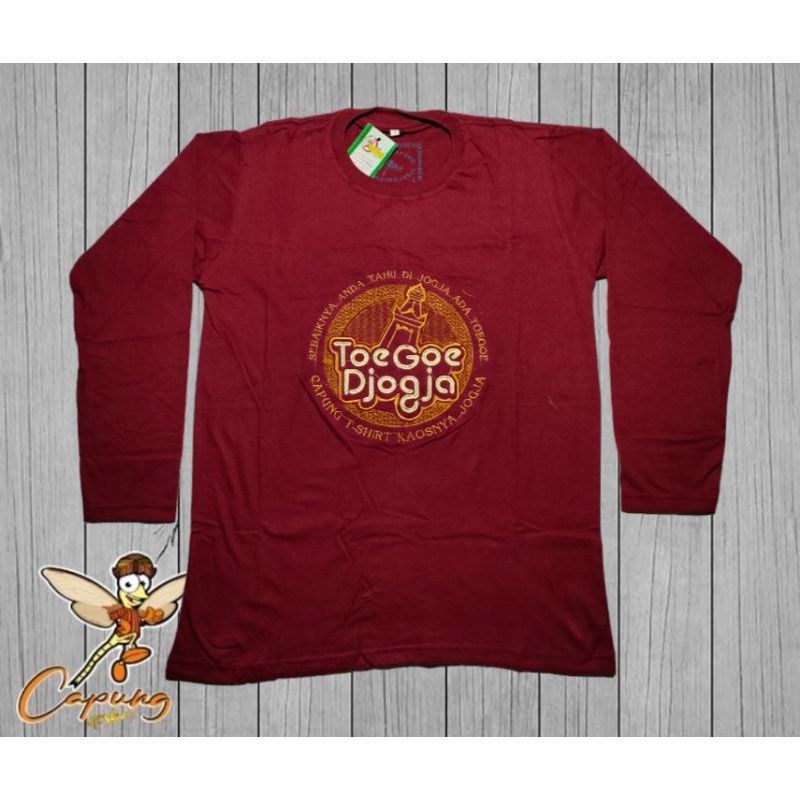 KAOS JOGJA BORDIR MERK CAPUNG ORIGINAL UKURAN DEWASA BAHAN KATUN LENGAN PANJANG