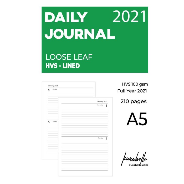 

Notebook / Daily Journal 2021 Loose Leaf A5 Planner Notebook Notepad Diary Agenda - Hvs - Lined