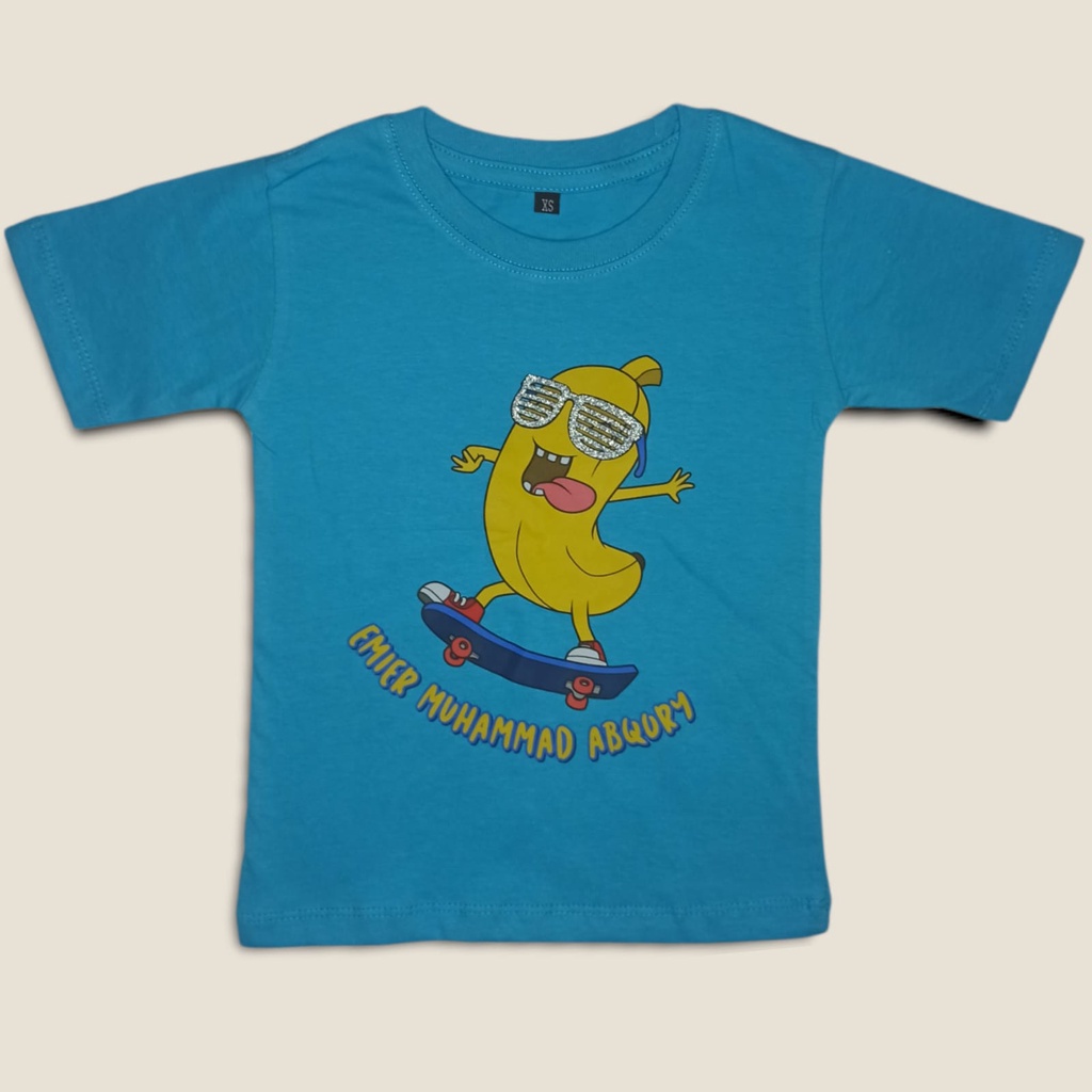 (Sablon DTF) Kaos anak tangan pendek custom nama sablon DTF (umur 1 - 10 tahun)