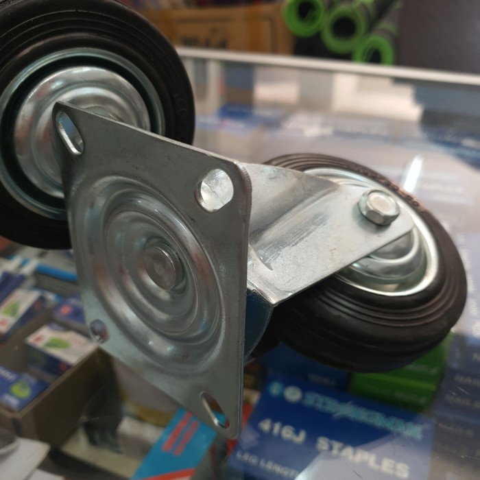 Roda karet 4 inch hidup trolley/Roda karet 4 inch etalase (harga 1pcs)