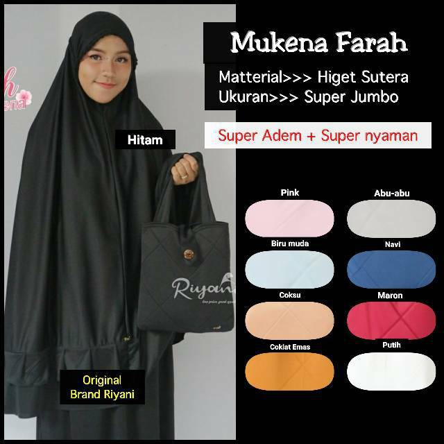 Mukena Super Jumbo Polos Dewasa bahan Higet Sutera by Riyani