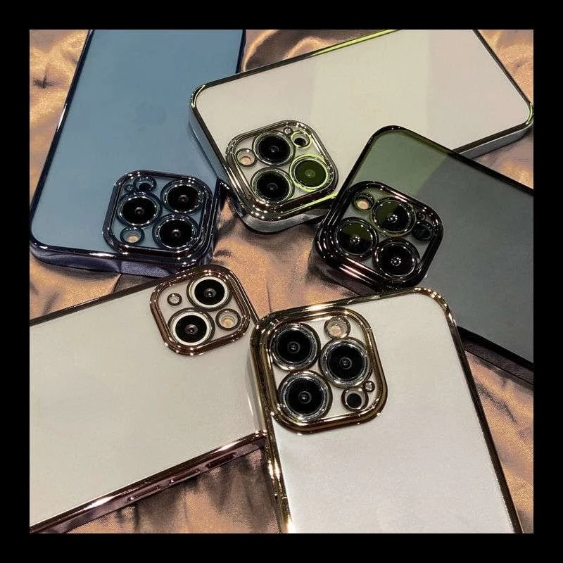 Soft Case Silikon TPU Transparan Frame Kotak Cover iPhone 13 Pro Max 12 11 Pro Max X XS XR 7 8 Plus SE