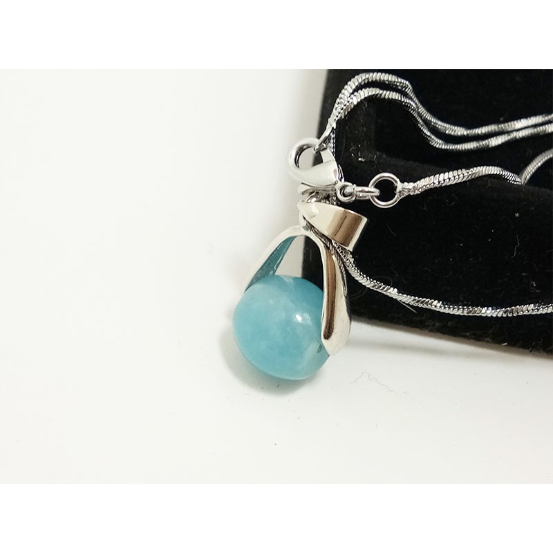 VeE Kalung Liontin Batu Giok Biru - Kalung Terapi Kesehatan