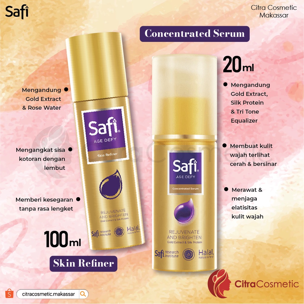 Safi Age Defy Series Serum | Deep Moisturizer | Gold Water | Remover | Cream | Booster | Refiner | Youth Elixir