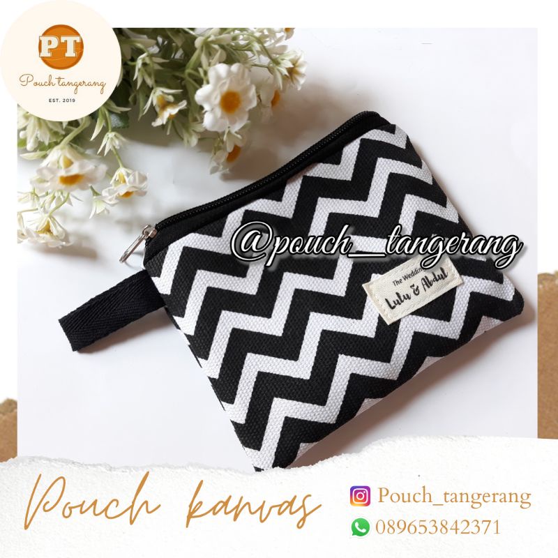 Souvenir Pouch Kanvas ukuran 16x12 cm | Dompet kanvas besar | Pouch Make up