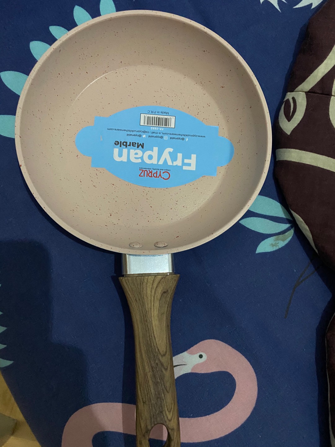 Cypruz Fp0690 12cm Hijau / Fp0691 14cm Pink / Fp0692  16cm Biru Mini Coating Marble Kayu 12 Frypan