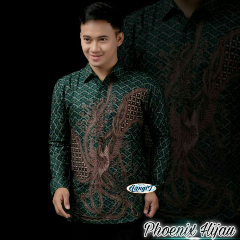 BAJU BATIK KEKINIAN-BAJU BATIK PRIA WANITA( couple batik) BATIK WARNA HIJAU BOTOL MOTIF SONGKET KECUBUNG HIJAU