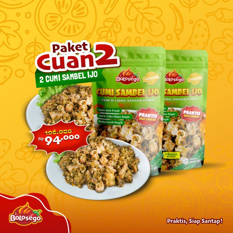 PAKET CUAN 2 (2 PACK CUMI SAMBEL IJO) BOLOSEGO