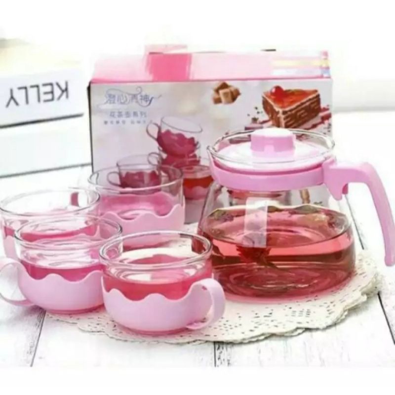 satu set gelas dan teko ciby