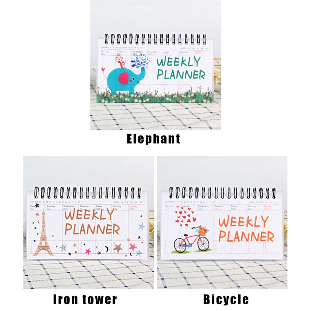 Top Weekly Planning Diary Portable Coil Notebook Up-turning Tearable