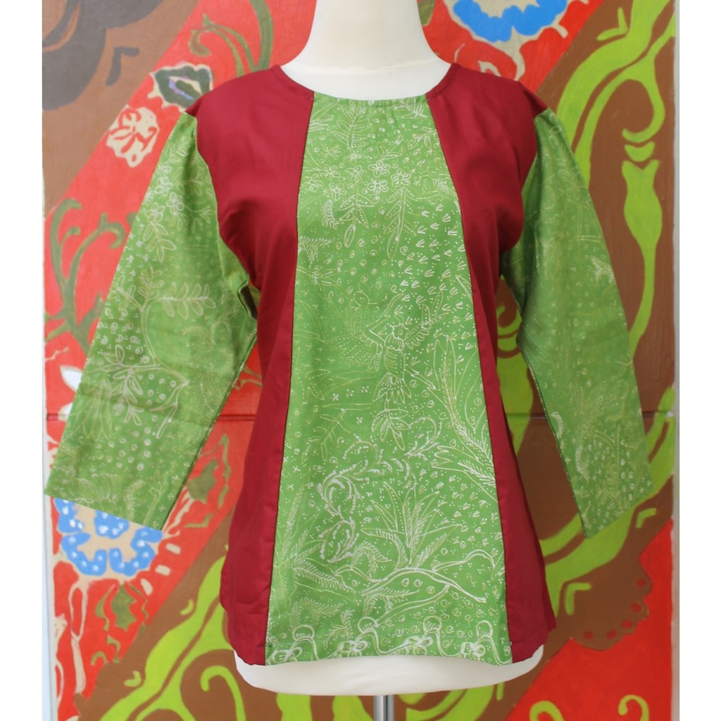 Combined Blouse Batik Tulis Lasem (Green-Red & Pink Salem-Green) = 2