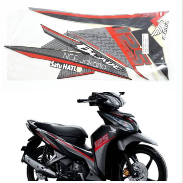 STIKER STRIPING HONDA BLADE 125 TAHUN 2016 HITAM MERAH