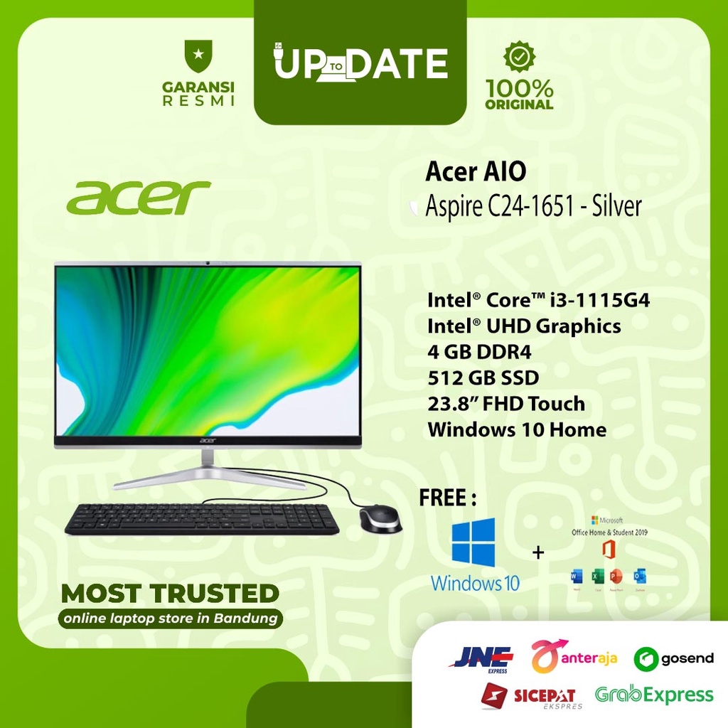 Acer AIO Aspire C24-1651 Core i3-1115G4 4GB 512GB 23.8" Touch W10 OHS