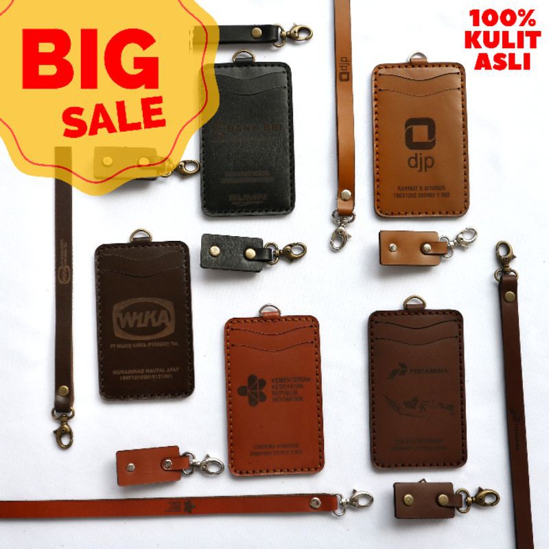 

ID Card Holder Kulit Nametag kulit asli bisa gravir nama dan logo perusahaan