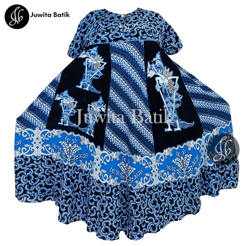 Juwita Batik - Daster Payung Jumbo LD 130 3XL Wayang 4 Klok Pola - Kancing Dada Busui Friendly