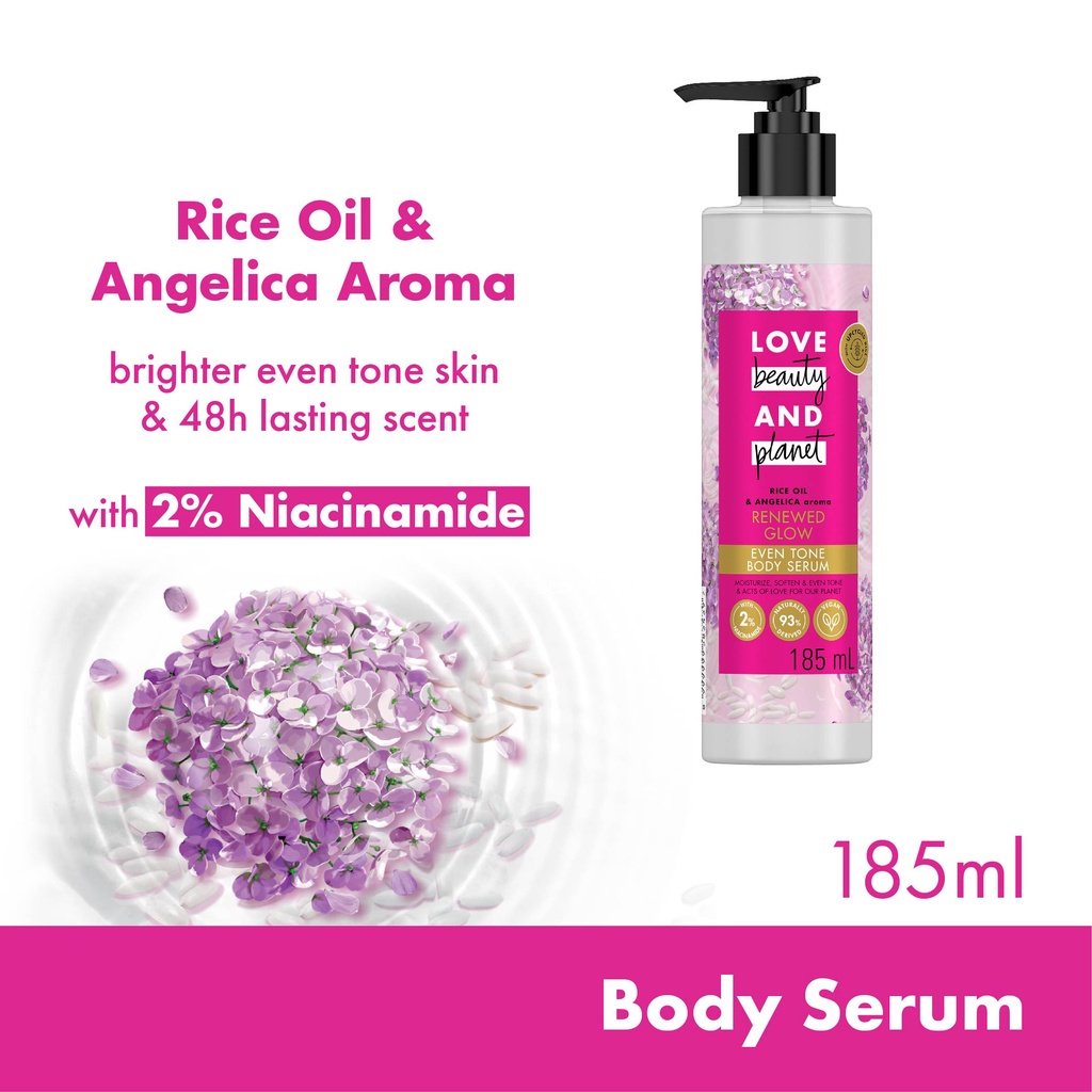 Love Beauty &amp; Planet Rice Oil &amp; Angelica Brightening Body Serum with Niacinamide 185ml