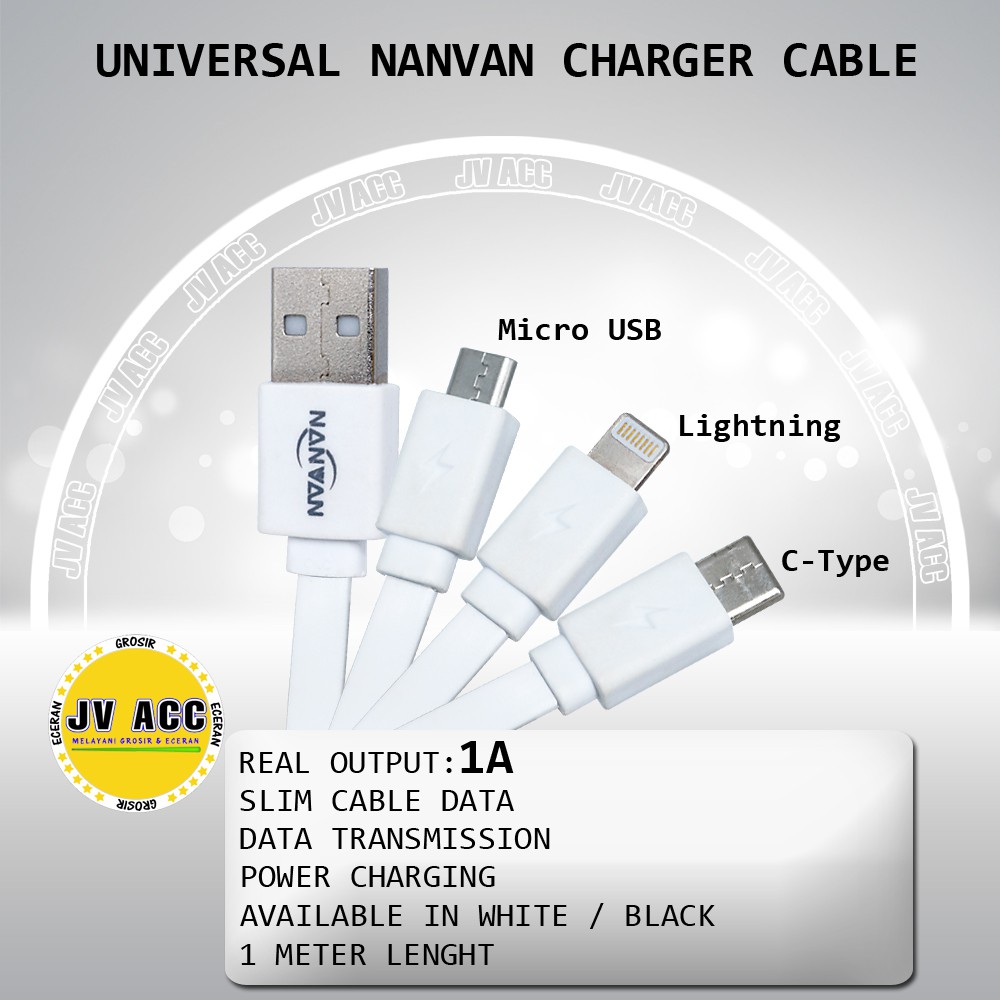 NANVAN KABEL CHARGER FOR ALL TIPE HP XIAOMI OPPO SAMSUNG REALME VIVO