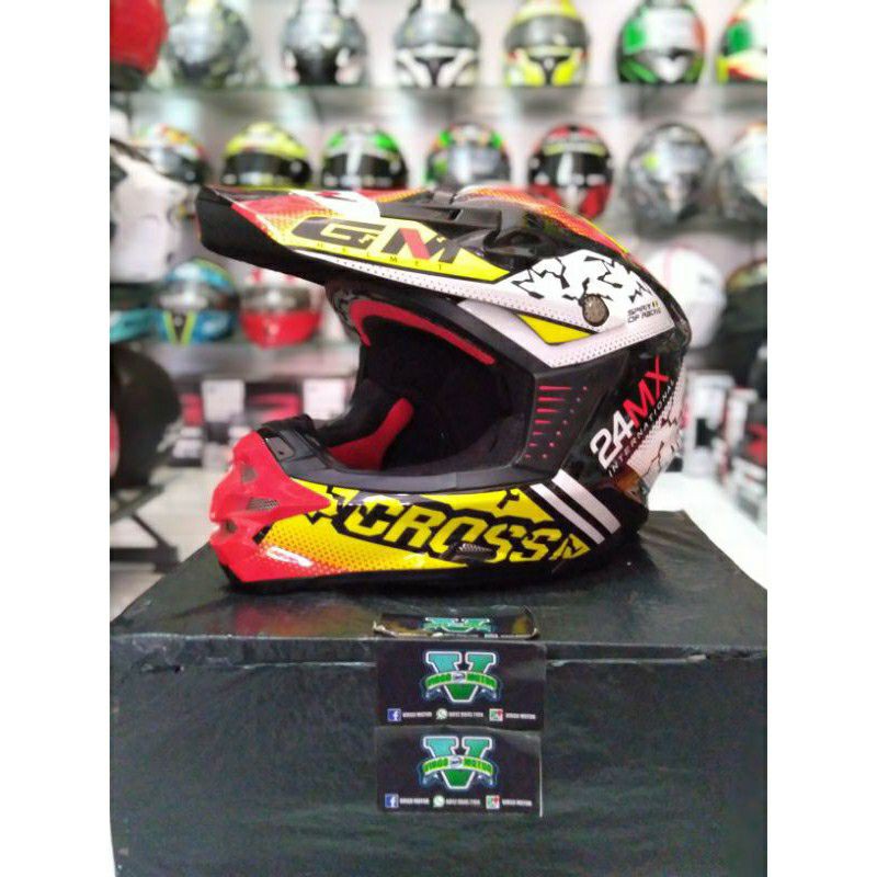 GM HELM SUPER CROSS MX BLACK RED YELLOW SUPERCROSS ORIGINAL