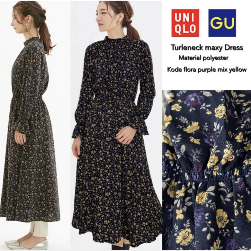 GU* by Un*glo ruched waist long dress || SISA EKSPORT ORIGINAL