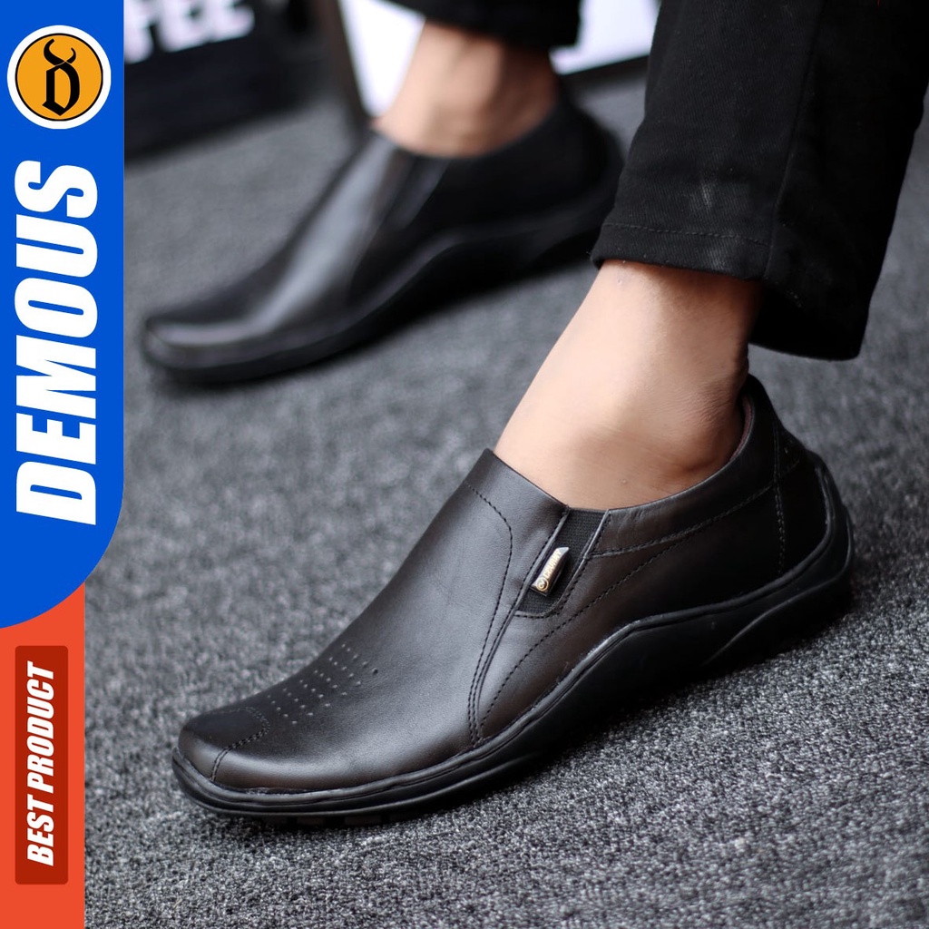 DEMOUS Badic - Sepatu Slip On Pria Casual Kulit Asli