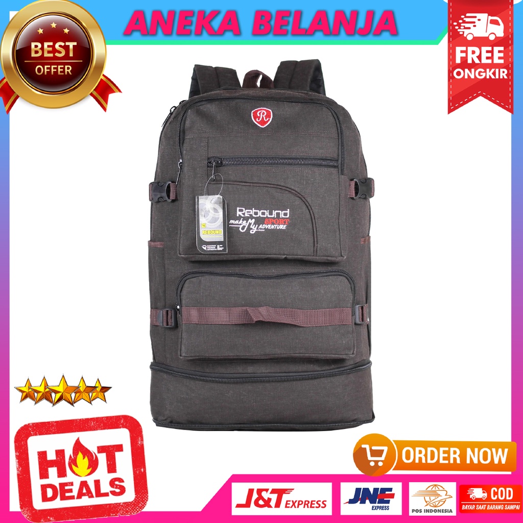 Ransel Bahan Kanvas Tebal Berkualitas Tas Distro Susun Rebound Warna Coklat Tua Harga Ekonomis