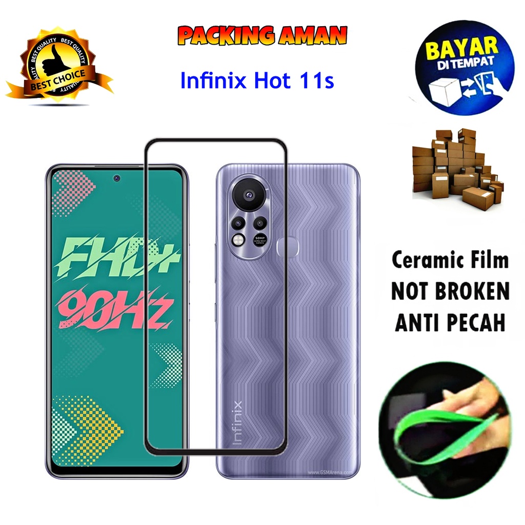 Tempered Glass Infinix Hot 11s NFC FULL COVER FULL SCREEN Ceramic Film Anti Gores