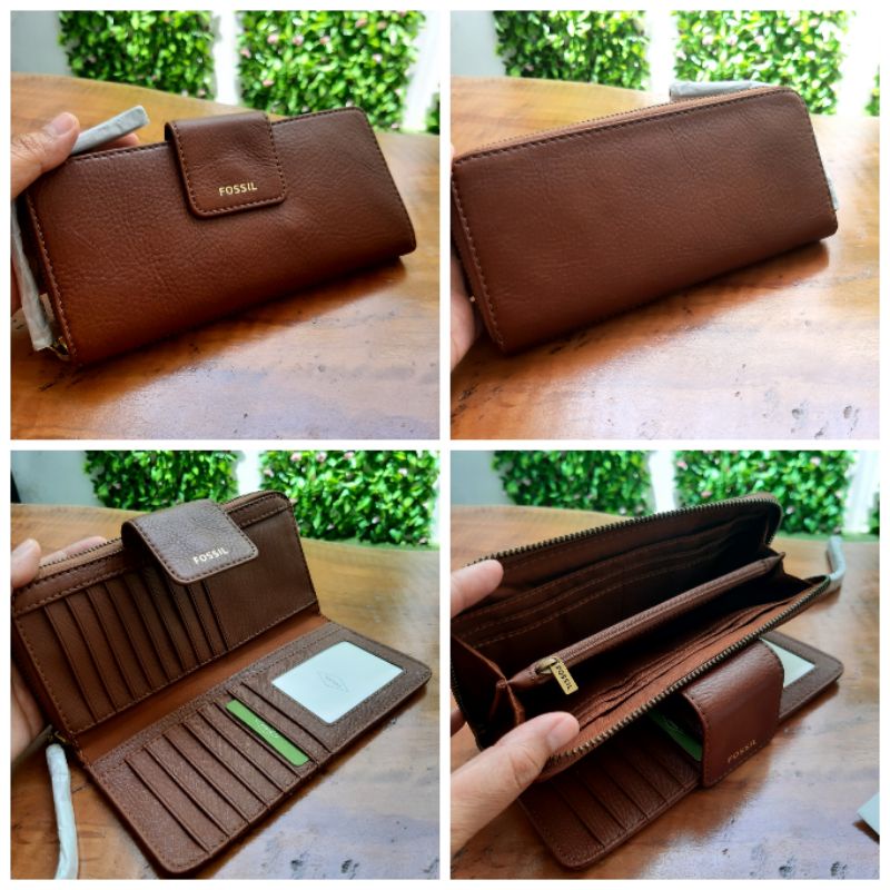 madison zip clutch brown