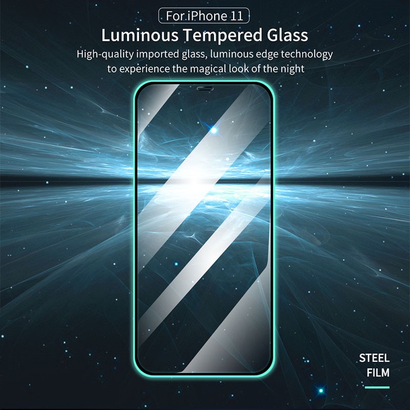 1-3pcs Pelindung Layar Tempered Glass Luminous Untuk IPhone 12 11 Pro MAX 12 Mini XR X XS 13 Pro MAX 6 7 8 Plus