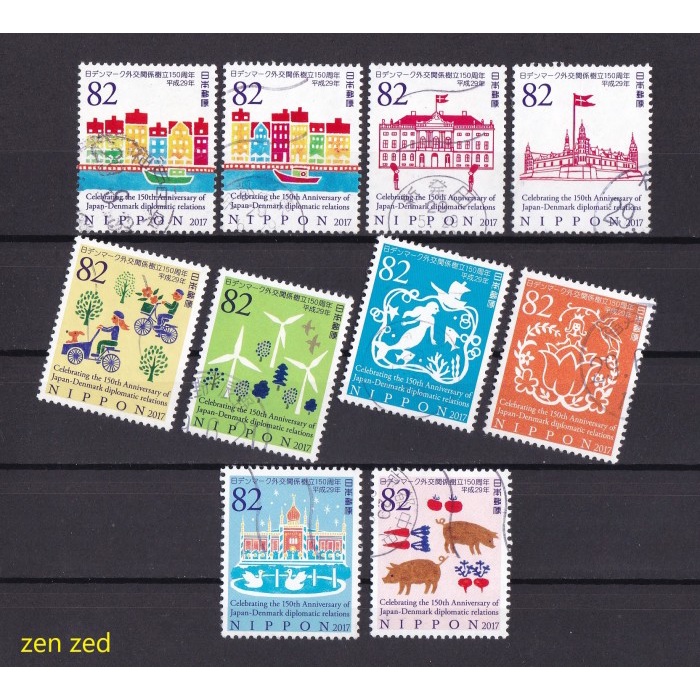 

0499 Perangko Jepang 2017 Diplomatic Relations with Denmark 10v Used