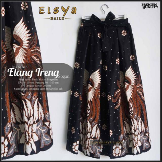 Rok batik asli cantik fab katun batik alasan sragenan saku kanan  pinggang karet dan pakai tali