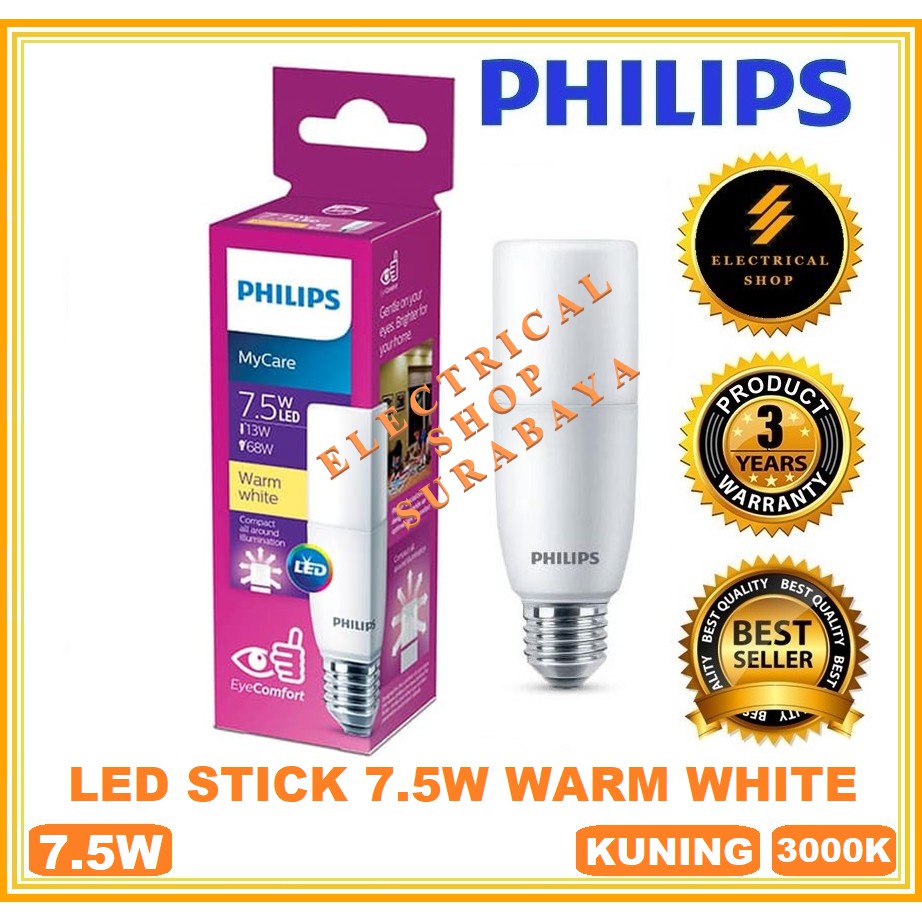 PHILIPS LED STICK MYCARE 7.5W 7.5 W KUNING (GARANSI &amp; HARGA GROSIR) LAMPU LEDSTICK 3000K EYECOMFORT