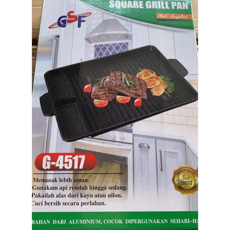 Square grill pan gsf 4517 anti lengket panci panggang bbq grill pan anti lengket gsf